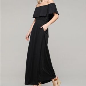 Ninexis Black Off-the-shoulder Maxi Dress - 2X